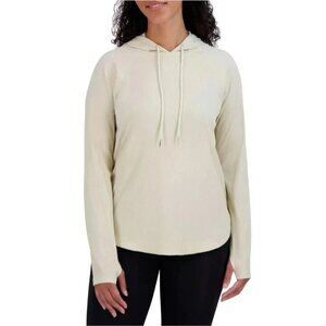 Sage Collective Women's L Beige Long Sleeve Rib Hooded Lightweight